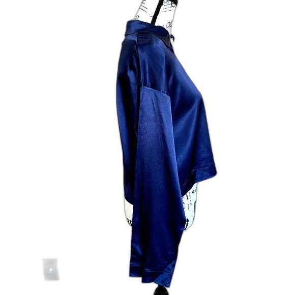 ZARA blue jogger jacket Satin effect zipper lightweight tracksuit jacket size S - Picture 10 of 13